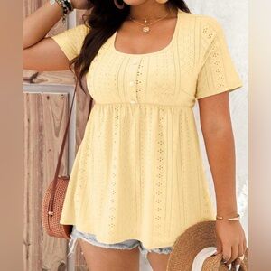 Hollow Out Embroidery Short Sleeve T-Shirt